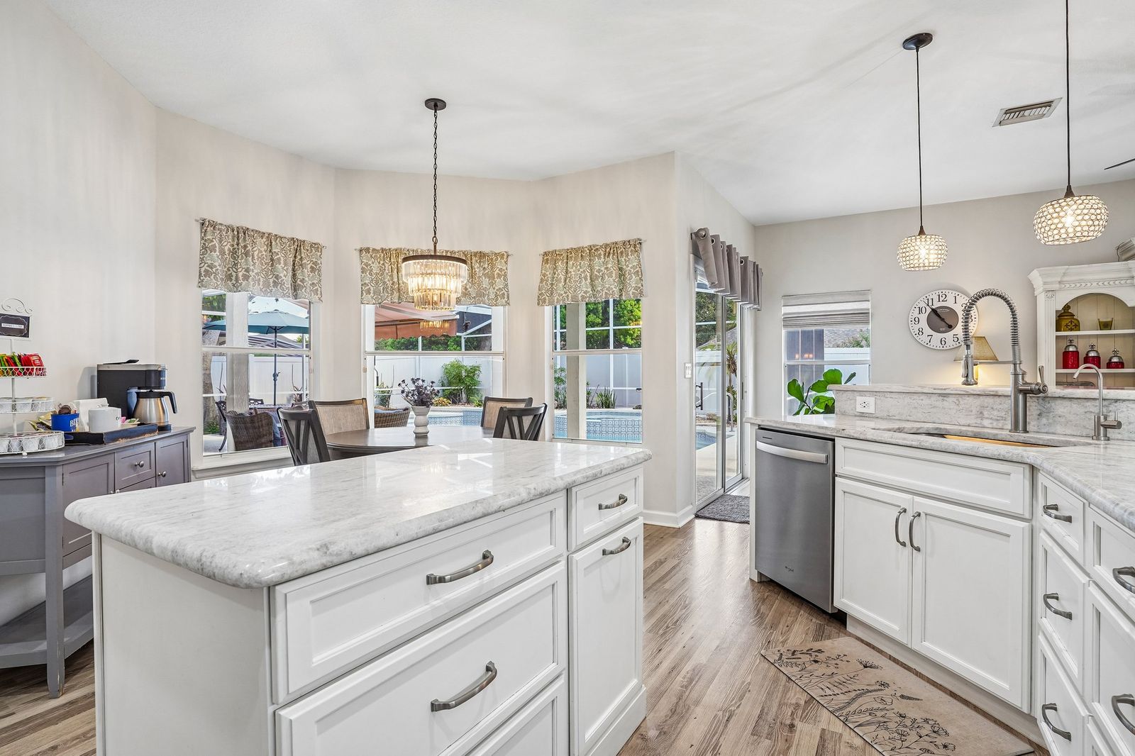 Kitchen looking into breakfast nook