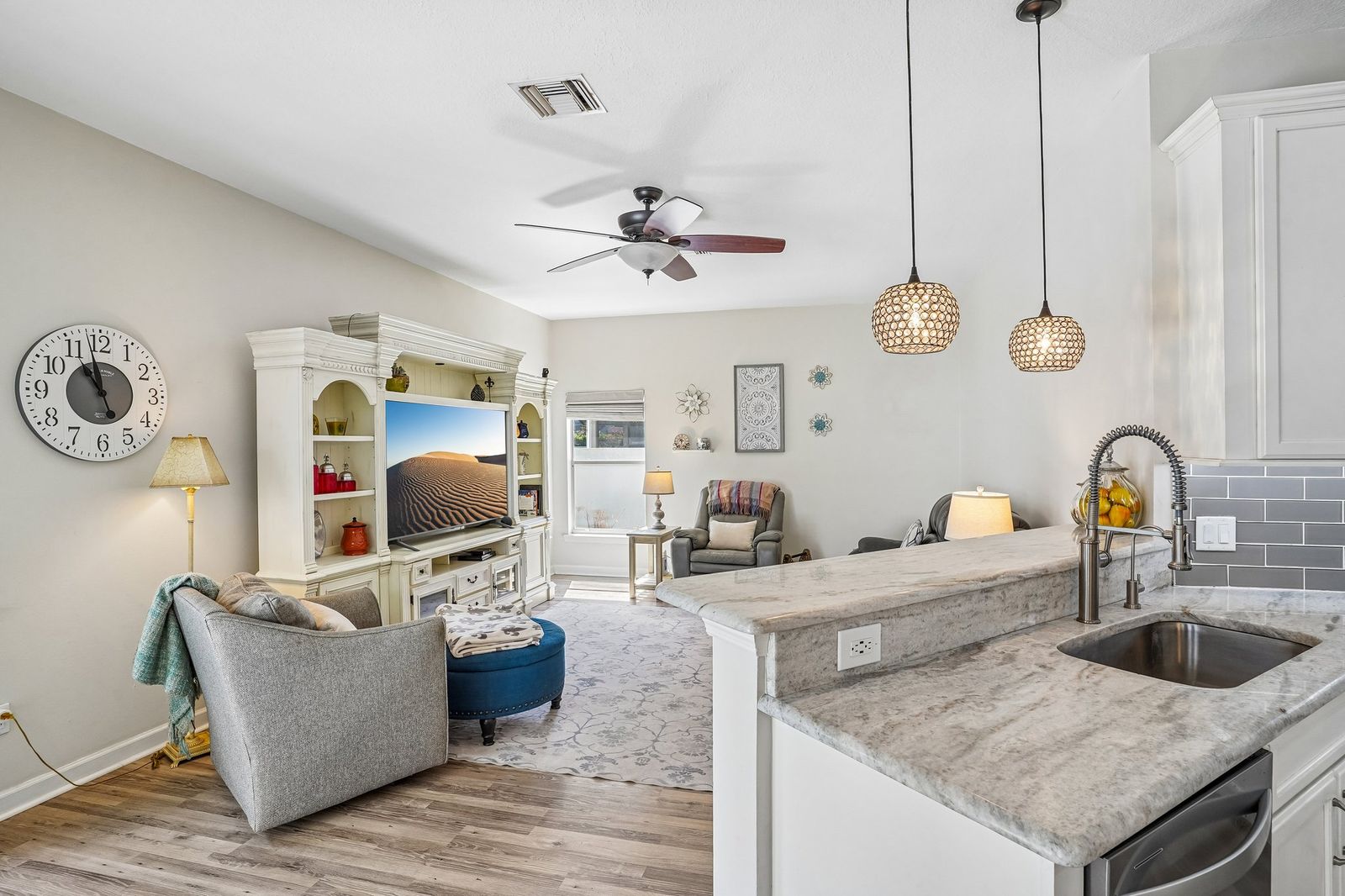 Kitchen and family room