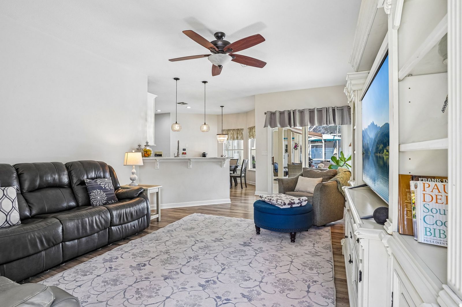 Family room with view toward pool