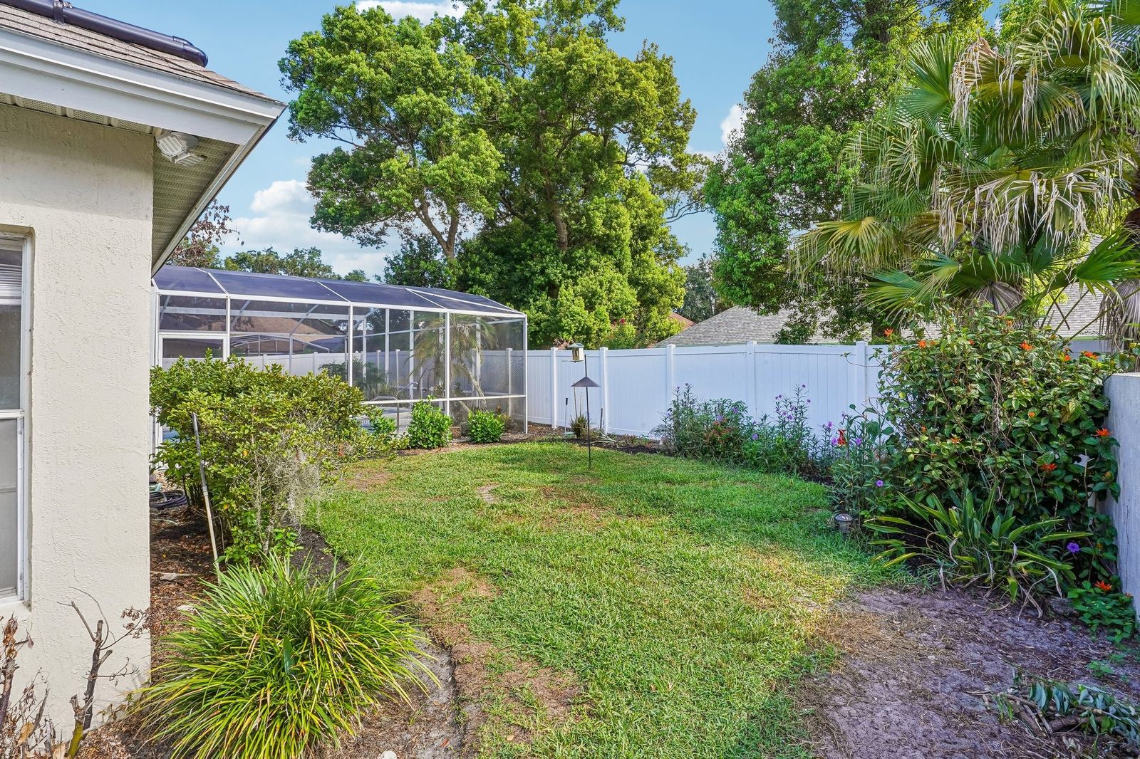 Actual fenced garden and lawn at the home